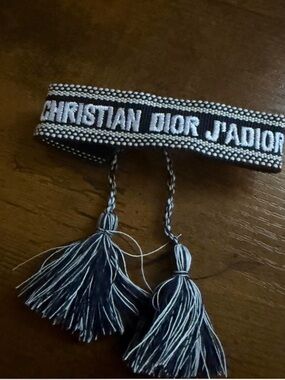 Dior Navy and White J'Adior Tassel Bracelet